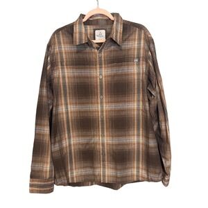 Ascend Plaid Shirt‎ Long Sleeve Button Up Brown Casual L/G